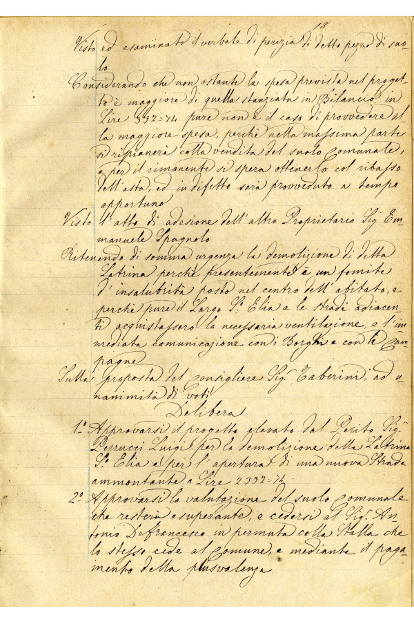 BUSTA 3 CAT I CLASSE VIII FASCICOLO 1 ANNI 1876 1883 SERIE N 16 REG N 14 REG A 1876 1879 PAGINA 18 R TIPO Foglio Interno 002