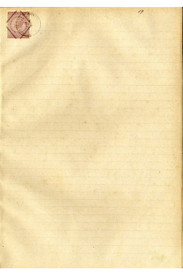 BUSTA 3 CAT I CLASSE VIII FASCICOLO 1 ANNI 1876 1883 SERIE N 16 REG N 14 REG A 1876 1879 PAGINA 19 R TIPO Foglio Interno 002