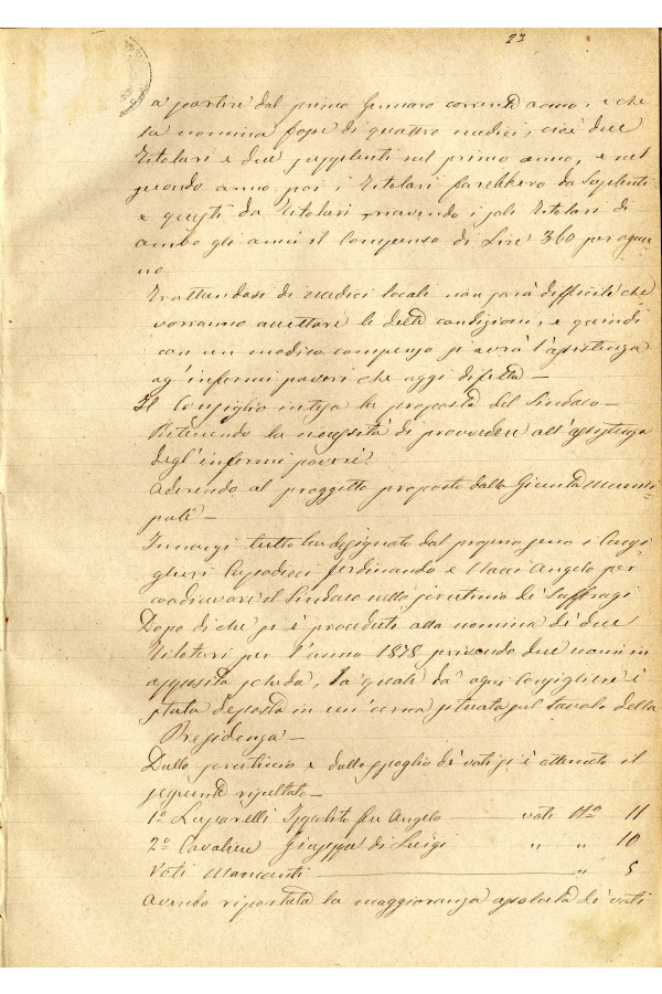 BUSTA 3 CAT I CLASSE VIII FASCICOLO 1 ANNI 1876 1883 SERIE N 16 REG N 14 REG A 1876 1879 PAGINA 23 R TIPO Foglio Interno 002