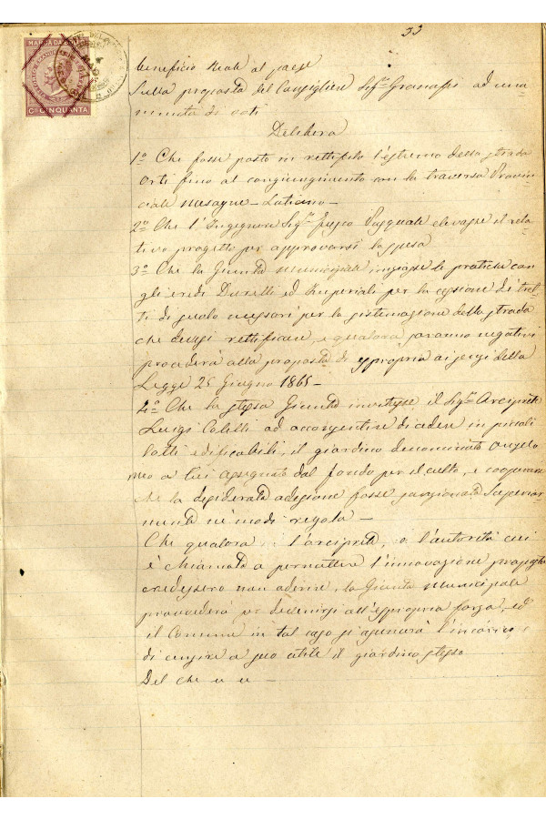 BUSTA 3 CAT I CLASSE VIII FASCICOLO 1 ANNI 1876 1883 SERIE N 16 REG N 14 REG A 1876 1879 PAGINA 33 R TIPO Foglio Interno 002