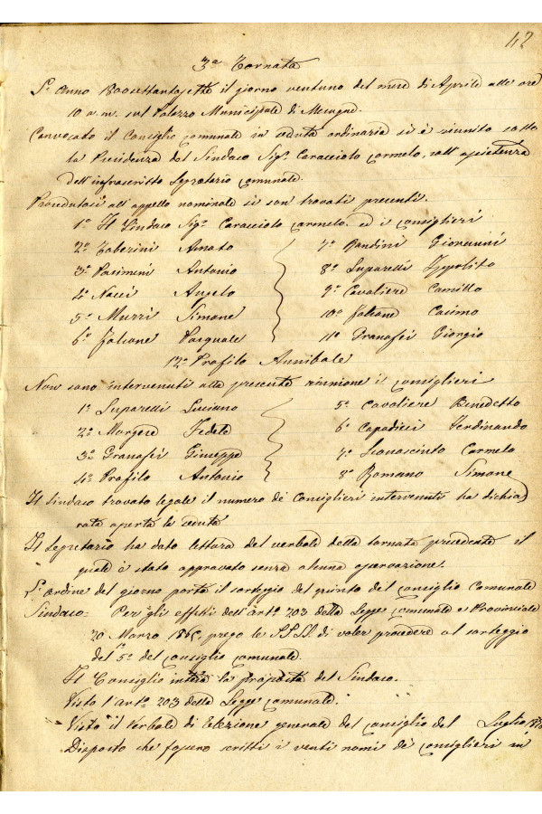 BUSTA 3 CAT I CLASSE VIII FASCICOLO 1 ANNI 1876 1883 SERIE N 16 REG N 14 REG A 1876 1879 PAGINA 42 R TIPO Foglio Interno