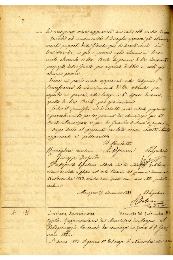 BUSTA 3 CAT I CLASSE VIII FASCICOLO 1 ANNI 1876 1883 SERIE N 16 REG N 16 REG A 1882 1883 PAGINA 141 V TIPO Foglio Interno 002
