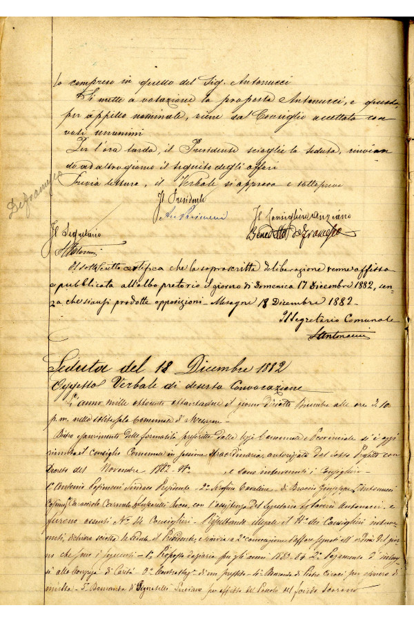 BUSTA 3 CAT I CLASSE VIII FASCICOLO 1 ANNI 1876 1883 SERIE N 16 REG N 16 REG A 1882 1883 PAGINA 144 V TIPO Foglio Interno