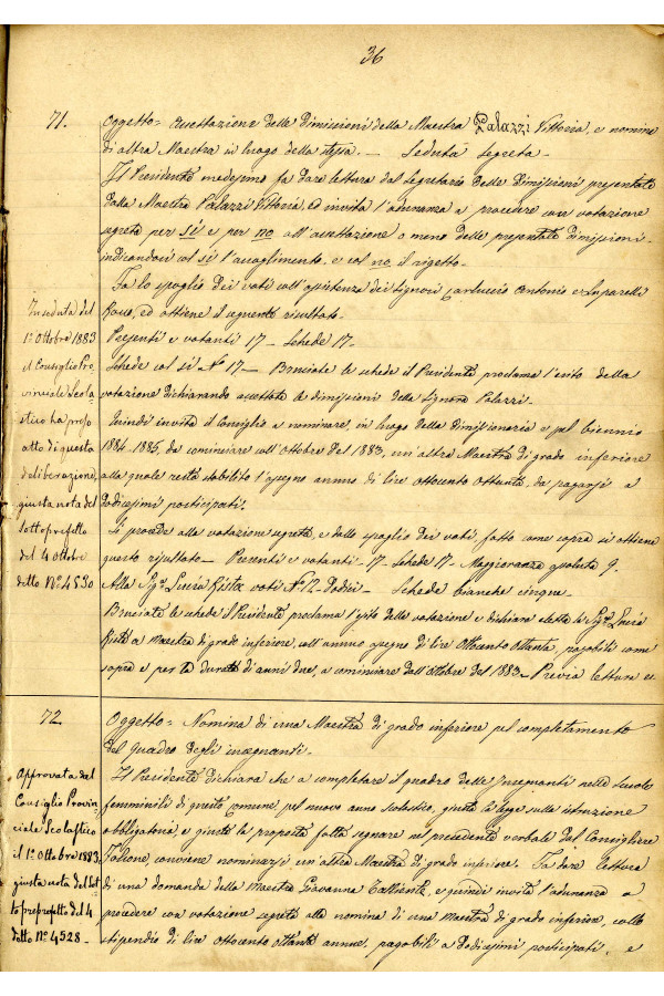 BUSTA 3 CAT I CLASSE VIII FASCICOLO 1 ANNI 1876 1883 SERIE N 16 REG N 16 REG A 1882 1883 PAGINA 36 R TIPO Foglio Interno 002