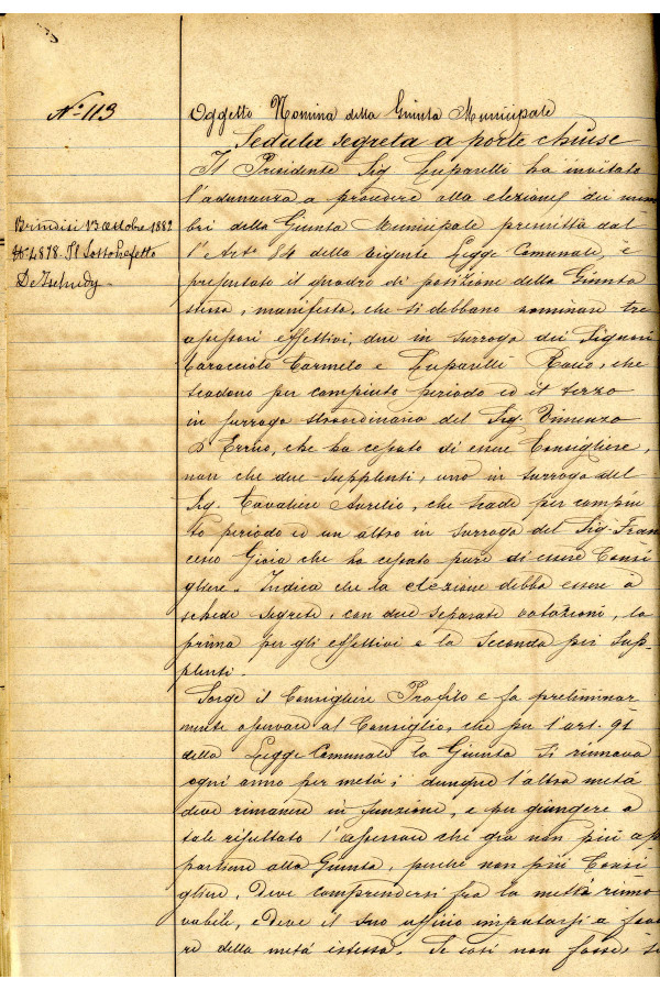 BUSTA 3 CAT I CLASSE VIII FASCICOLO 1 ANNI 1876 1883 SERIE N 16 REG N 16 REG A 1882 1883 PAGINA 75 V TIPO Foglio Interno 002