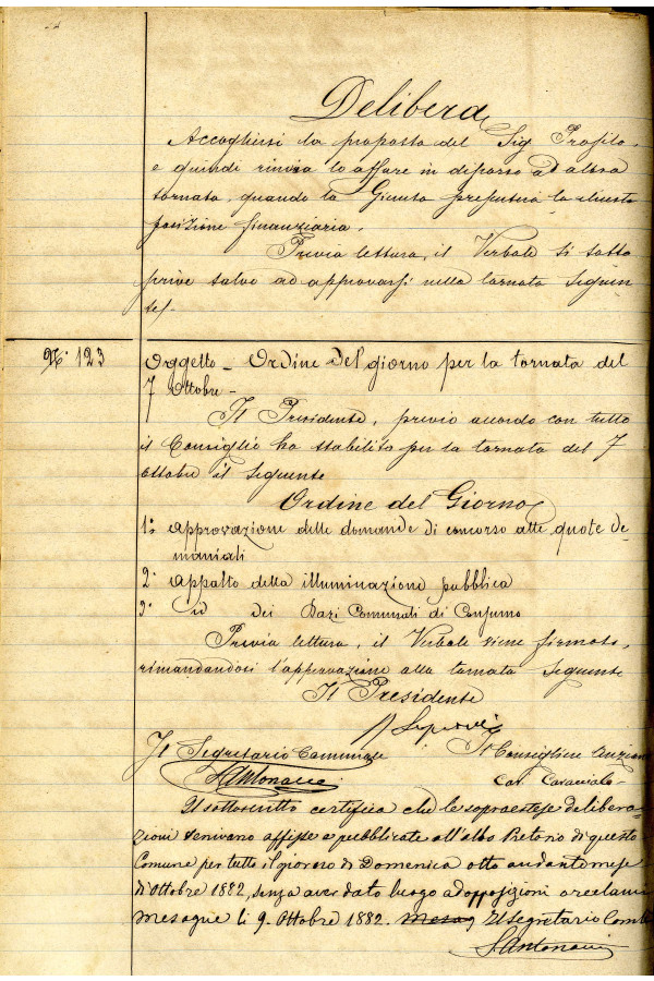 BUSTA 3 CAT I CLASSE VIII FASCICOLO 1 ANNI 1876 1883 SERIE N 16 REG N 16 REG A 1882 1883 PAGINA 85 V TIPO Foglio Interno