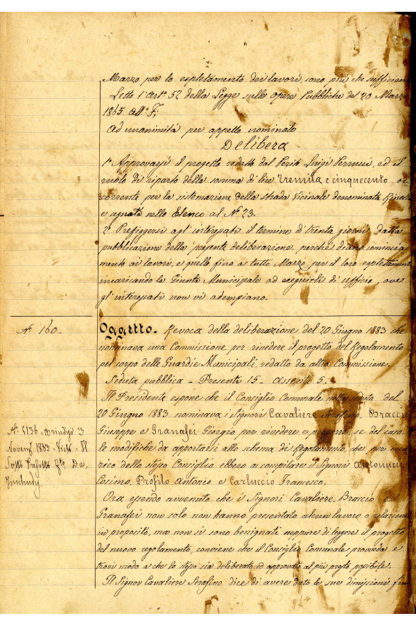 BUSTA 3 CAT I CLASSE VIII FASCICOLO 1 ANNI 1876 1883 SERIE N 16 REG N 16 REG A 1882 1883 PAGINA 88 V TIPO Foglio Interno 002