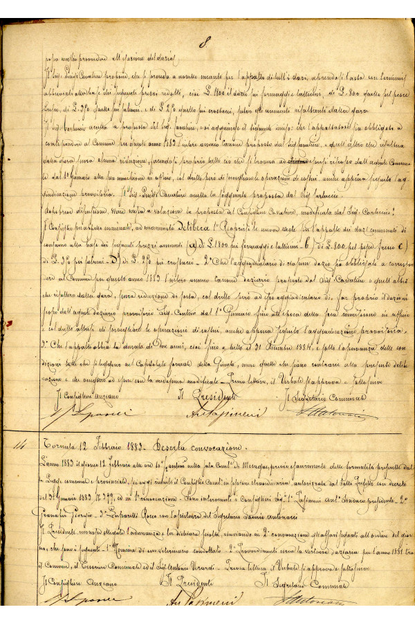 BUSTA 3 CAT I CLASSE VIII FASCICOLO 1 ANNI 1876 1883 SERIE N 16 REG N 16 REG A 1882 1883 PAGINA 8 R TIPO Foglio Interno 002